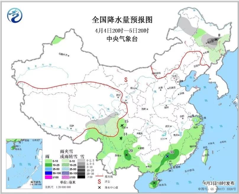 全国降水量预报图